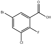 5-Bromo-3-chloro-2-fluorobenzoic acid 化学構造式