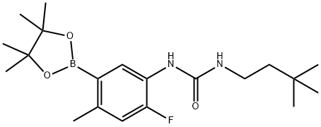 1-(3,3-二甲基丁基)-3-(2-氟-4-甲基-5-(4,4,5,5-四甲基-1,3,2-二氧硼戊烷-2-基)苯基)脲, 1454682-74-6, 结构式