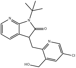 1-(叔丁基)-3-((5-氯-3-(羟甲基)吡啶-2-基)甲基)-1,3-二氢-2H-吡咯并[2,3-B]吡啶-2-酮, 1455358-11-8, 结构式