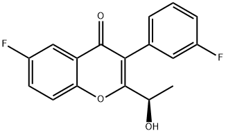 4H-1-Benzopyran-4-one, 6-fluoro-3-(3-fluorophenyl)-2-[(1R)-1-hydroxyethyl]- Structure