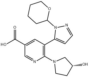 6-((R)-3-hydroxypyrrolidin-1-yl)-5-(1-(tetrahydro-2H-pyran-2-yl)-1H-pyrazol-5-yl)nicotinicacid|