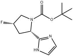 (2S,4R)-tert-butyl 4-fluoro-2-(1H-imidazol-2-yl)pyrrolidine-1-carboxylate Struktur