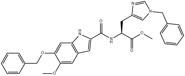 (S)-methyl 3-(1-benzyl-1H-imidazol-4-yl)-2-(6-(benzyloxy)-5-methoxy-1H-indole-2-carboxamido)propanoate Structure