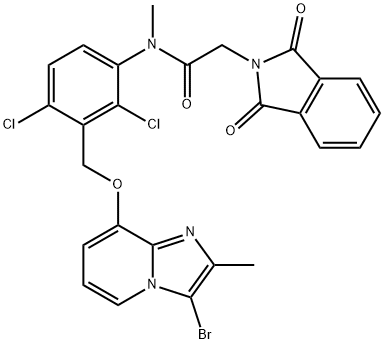 N-(3-(((3-bromo-2-methylimidazo[1,2-a]pyridin-8-yl)oxy)methyl)-2,4-dichlorophenyl)-2-(1,3-dioxoisoindolin-2-yl)-N-methylacetamide(WXG00694) Structure