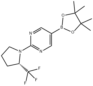 (S)-5-(4,4,5,5-tetramethyl-1,3,2-dioxaborolan-2-yl)-2-(2-(trifluoromethyl)pyrrolidin-1-yl)pyrimidine Structure