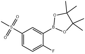2-(2-fluoro-5-(methylsulfonyl)phenyl)-4,4,5,5-tetramethyl-1,3,2-dioxaborolane, 1627596-00-2, 结构式