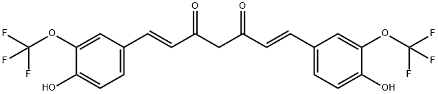 (1E,6E)-1,7-Bis[4-hydroxy-3-(trifluoromethoxy)phenyl]-1,6-heptadiene-3,5-dione 化学構造式