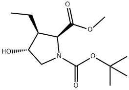 1,2-Pyrrolidinedicarboxylic acid, 3-ethyl-4-hydroxy-, 1-(1,1-dimethylethyl) 2-methyl ester, (2S,3S,4R)- Structure