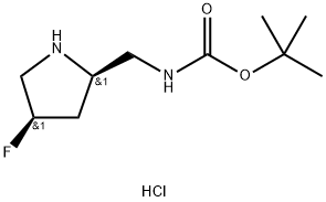 tert-butyl N-{[(2R,4R)-4-fluoropyrrolidin-2-yl]methyl}carbamate hydrochloride, 1818843-16-1, 结构式