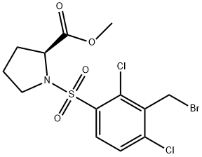 (S)-甲基 1-((3-(溴甲基)-2,4-二氯苯基)磺酰)吡咯烷-2-甲酸基酯 结构式