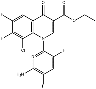 3-Quinolinecarboxylic acid, 1-(6-amino-3,5-difluoro-2-pyridinyl)-8-chloro-6,7-difluoro-1,4-dihydro-4-oxo-, ethyl ester Structure