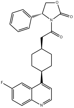 (R)-3-(2-((1s,4S)-4-(6-fluoroquinolin-4-yl)cyclohexyl)acetyl)-4-phenyloxazolidin-2-one Structure