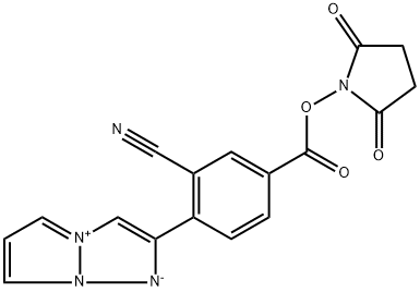 2-[2-シアノ-4-[(N-スクシンイミジルオキシ)カルボニル]フェニル]-1,3a,6a-トリアザペンタレン 化学構造式