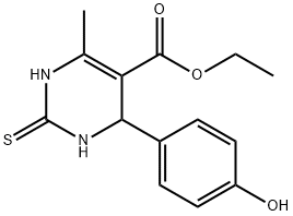 4-(4-Hydroxy-phenyl)-6-methyl-2-thioxo-1,2,3,4-tetrahydro-pyrimidine-5-carboxylic acid ethyl ester Struktur