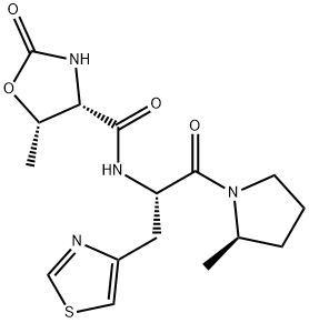 4-Oxazolidinecarboxamide, 5-methyl-N-[(1S)-2-[(2R)-2-methyl-1-pyrrolidinyl]-2-oxo-1-(4-thiazolylmethyl)ethyl]-2-oxo-, (4S,5S)-, 204386-76-5, 结构式