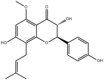 3,7,4-トリヒドロキシ-5-メトキシ-8-レニルフラバノン 化学構造式
