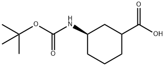 (3R)-3-((tert-butoxycarbonyl)amino)cyclohexane-1-carboxylic acid Struktur
