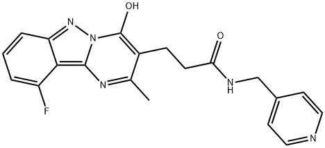 3-(10-fluoro-4-hydroxy-2-methylpyrimido[1,2-b]indazol-3-yl)-N-(pyridin-4-ylmethyl)propanamide Structure