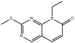 8-Ethyl-2-methanethio-8H-pyrido[2,3-d]pyrimidin-7-one 化学構造式
