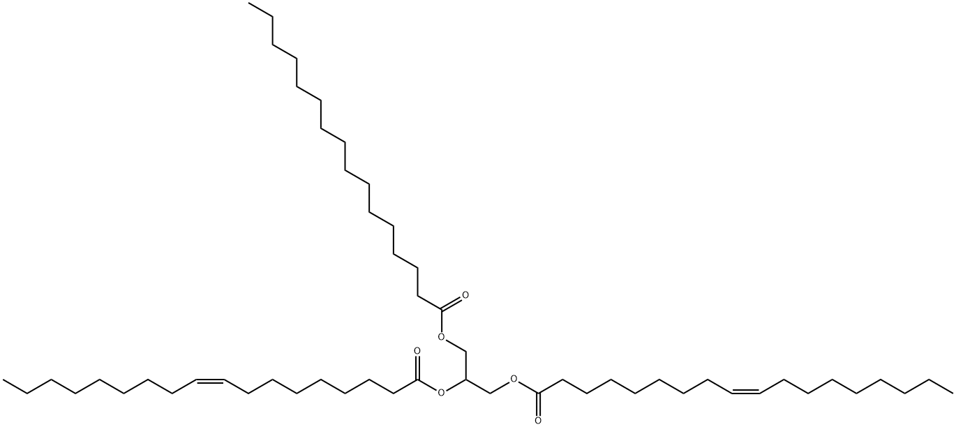 1,2-ジオレオイル-3-パルミトイル-RAC-グリセリン 化学構造式