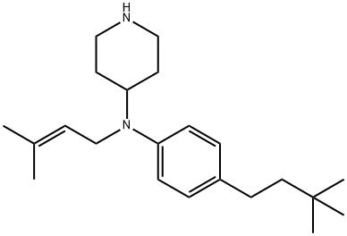 N-(4-(3,3-二甲基丁基)苯基)-N-(3-甲基丁-2-烯-1-基)哌啶-4-胺, 241499-55-8, 结构式