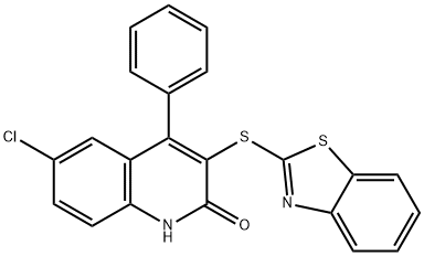3-(1,3-benzothiazol-2-ylsulfanyl)-6-chloro-4-phenylquinolin-2(1H)-one Structure