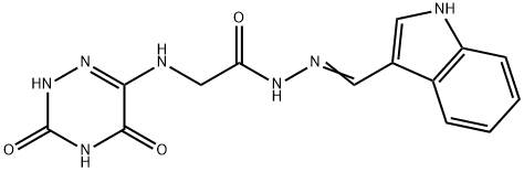 (E)-N'-((1H-indol-3-yl)methylene)-2-((3,5-dihydroxy-1,2,4-triazin-6-yl)amino)acetohydrazide Struktur