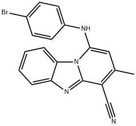 1-(4-BROMO-PHENYLAMINO)-3-METHYL-BENZO(4,5)IMIDAZO(1,2-A)PYRIDINE-4-CARBONITRILE Struktur