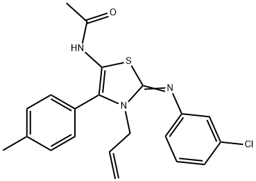 N-[(2Z)-2-[(3-chlorophenyl)imino]-4-(4-methylphenyl)-3-(prop-2-en-1-yl)-2,3-dihydro-1,3-thiazol-5-yl]acetamide Struktur