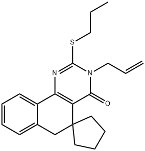 3-(prop-2-en-1-yl)-2-(propylsulfanyl)-3H-spiro[benzo[h]quinazoline-5,1'-cyclopentan]-4(6H)-one Struktur