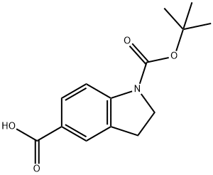 1-(叔丁氧基羰基)-5-吲哚啉羧酸 结构式