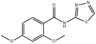 2-methoxy-4-(methylsulfanyl)-N-(1,3,4-thiadiazol-2-yl)benzamide Struktur