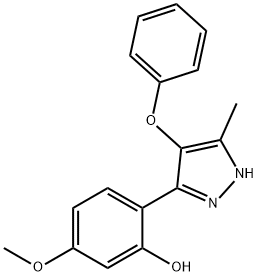 5-methoxy-2-(5-methyl-4-phenoxy-1H-pyrazol-3-yl)Phenol Struktur
