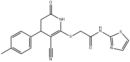 2-{[3-cyano-4-(4-methylphenyl)-6-oxo-1,4,5,6-tetrahydropyridin-2-yl]sulfanyl}-N-(1,3-thiazol-2-yl)acetamide Structure