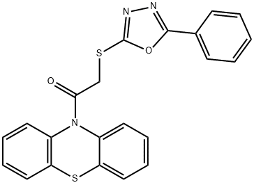 1-(10H-phenothiazin-10-yl)-2-[(5-phenyl-1,3,4-oxadiazol-2-yl)sulfanyl]ethanone Struktur