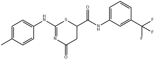 2-[(4-methylphenyl)amino]-4-oxo-N-[3-(trifluoromethyl)phenyl]-5,6-dihydro-4H-1,3-thiazine-6-carboxamide Structure