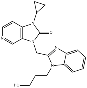 1-cyclopropyl-3-((1-(4-hydroxybutyl)-1H-benzo[d]imidazol-2-yl)methyl)-1H-imidazo[4,5-c]pyridin-2(3H)-one Struktur