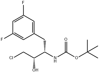 (1S,2S)-[3-氯-1-(3,5-二氟苄基-2-羟基-丙基]-氨基甲酸叔丁基酯,388072-80-8,结构式