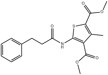 dimethyl 3-methyl-5-(3-phenylpropanamido)thiophene-2,4-dicarboxylate Struktur