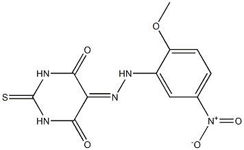 2-thioxodihydro-4,5,6(1H)-pyrimidinetrione 5-({5-nitro-2-methoxyphenyl}hydrazone) 结构式