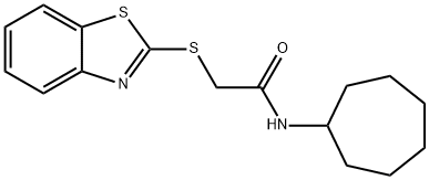 2-(1,3-benzothiazol-2-ylsulfanyl)-N-cycloheptylacetamide 结构式