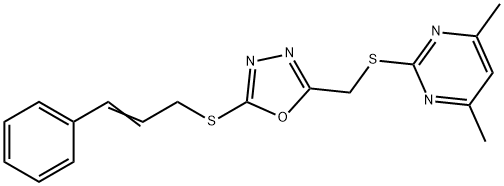 4,6-dimethyl-2-{[(5-{[(2E)-3-phenylprop-2-en-1-yl]sulfanyl}-1,3,4-oxadiazol-2-yl)methyl]sulfanyl}pyrimidine Struktur