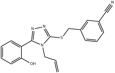 3-(((4-allyl-5-(2-hydroxyphenyl)-4H-1,2,4-triazol-3-yl)thio)methyl)benzonitrile Struktur