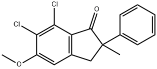 6,7-二氯-5-甲氧基-2-甲基-2-苯基-2,3-二氢-1H-茚-1-酮 结构式