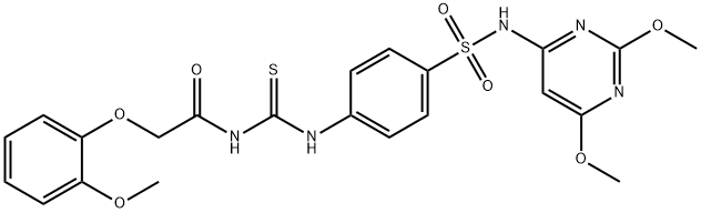 N-({4-[(2,6-dimethoxypyrimidin-4-yl)sulfamoyl]phenyl}carbamothioyl)-2-(2-methoxyphenoxy)acetamide,590400-18-3,结构式