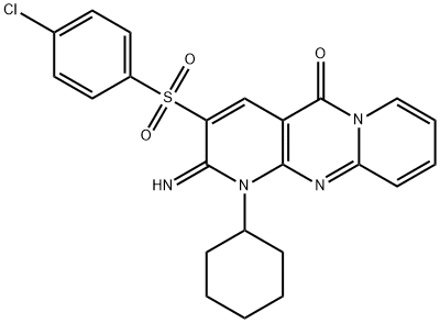 3-[(4-chlorophenyl)sulfonyl]-1-cyclohexyl-2-imino-1,2-dihydro-5H-dipyrido[1,2-a:2',3'-d]pyrimidin-5-one Struktur