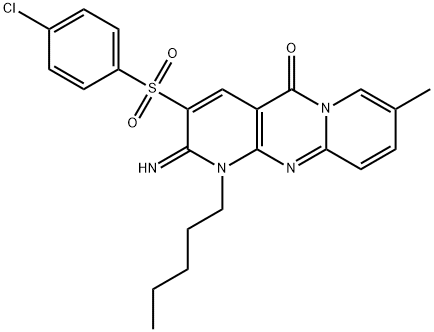 3-[(4-chlorophenyl)sulfonyl]-2-imino-8-methyl-1-pentyl-1,2-dihydro-5H-dipyrido[1,2-a:2,3-d]pyrimidin-5-one Struktur