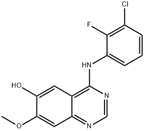 4-(3-氯-2-氟苯胺)-6-羟基-7-甲氧基喹唑啉, 612501-52-7, 结构式