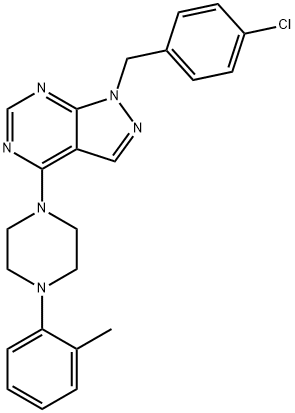 1-(4-chlorobenzyl)-4-[4-(2-methylphenyl)piperazin-1-yl]-1H-pyrazolo[3,4-d]pyrimidine Struktur