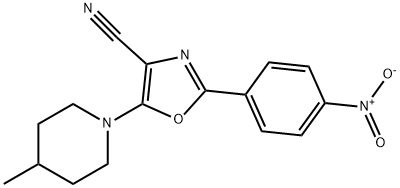 5-(4-methylpiperidin-1-yl)-2-(4-nitrophenyl)-1,3-oxazole-4-carbonitrile Structure